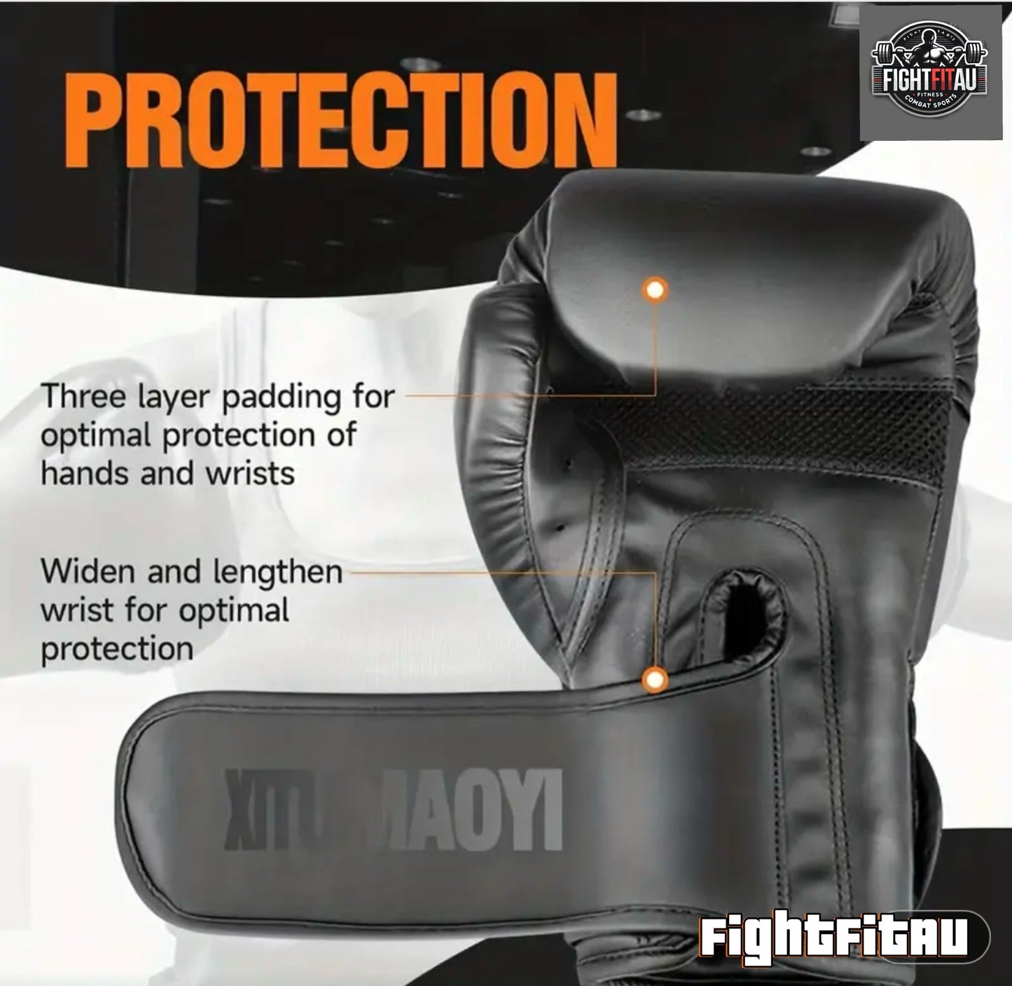 FightFit Premium Boxing Gloves – Faux Leather, Adjustable Strap (10oz-16oz)