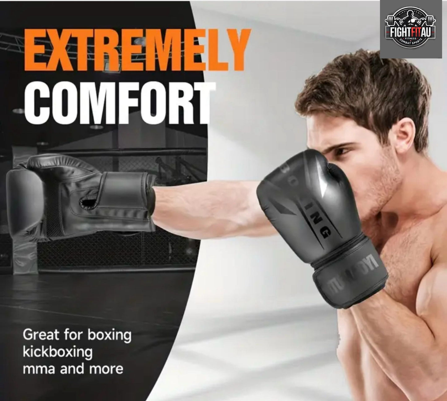 FightFit Premium Boxing Gloves – Faux Leather, Adjustable Strap (10oz-16oz)