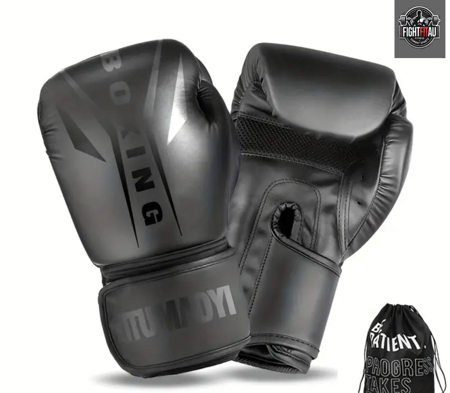 FightFit Premium Boxing Gloves – Faux Leather, Adjustable Strap (10oz-16oz)